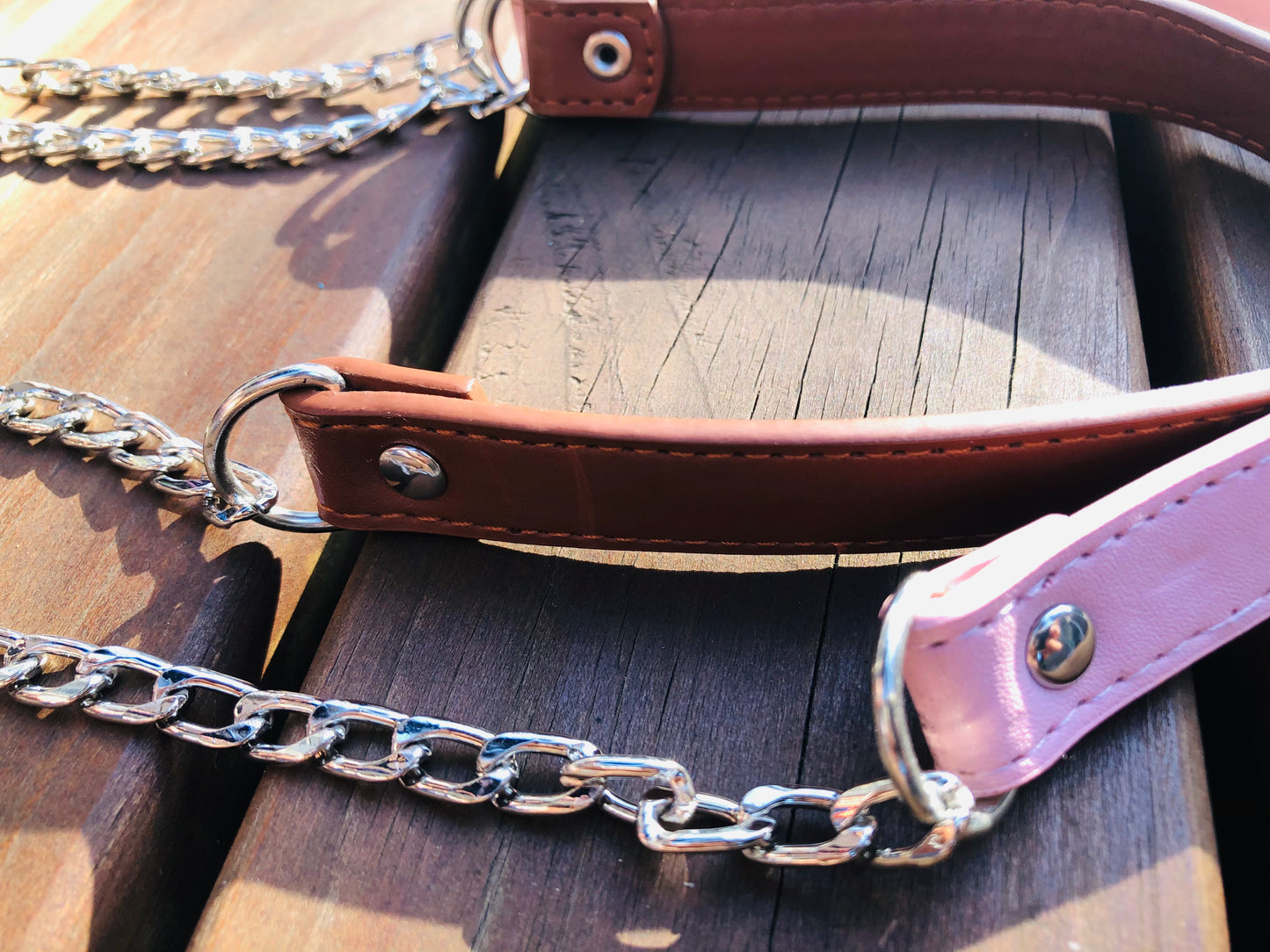 Stylish PU leather & chain straps