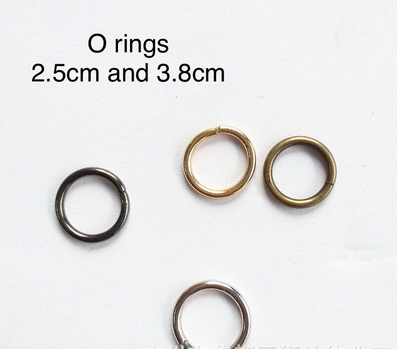 O rings 13mm, 25mm, 38mm, bag hardware, crossbody bag fittings, bag making,  metal rings, handmade bags