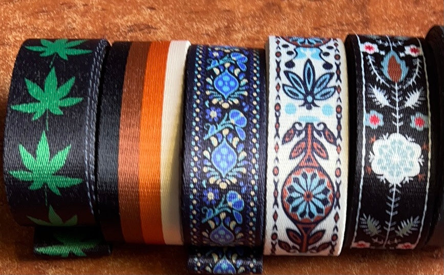 3 metres of printed webbing, 3.8cm/1.5 inch patterned strapping