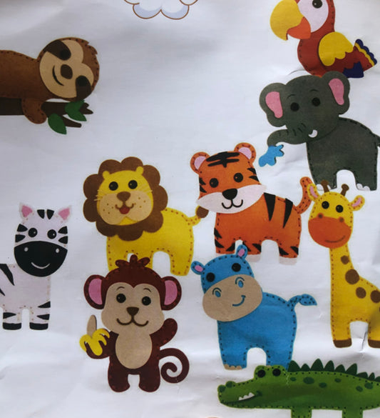Wild animals felt craft kits, craft activities for children, felt animals A6