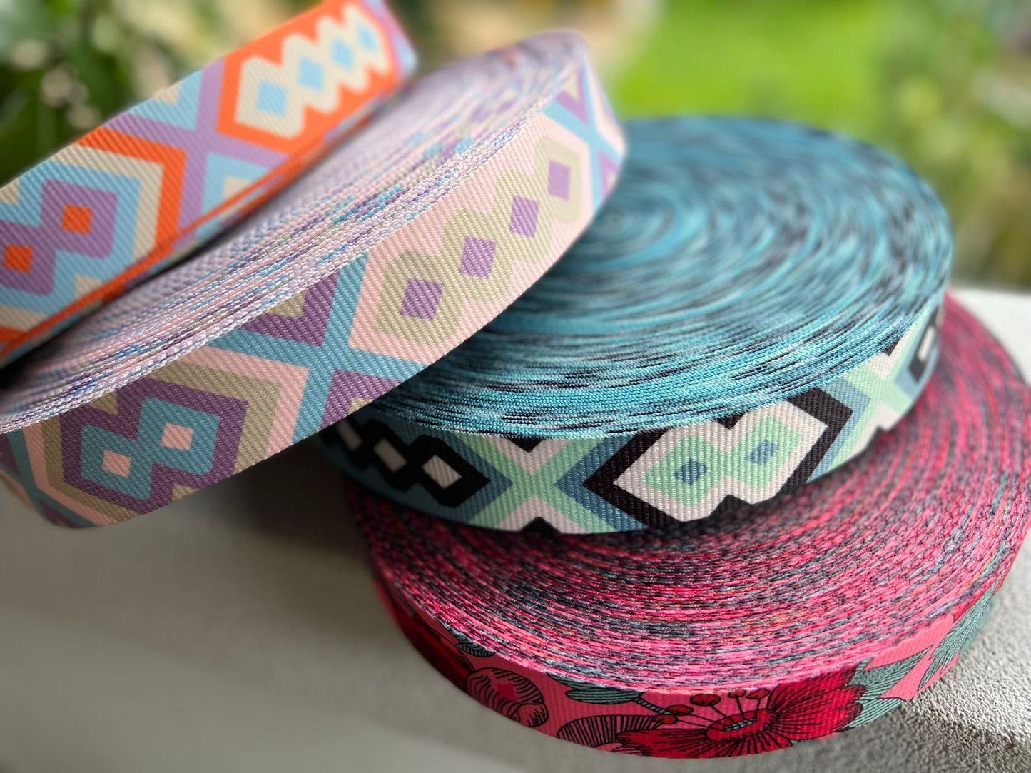 3.8cm - 1.5 inch printed webbing for tote bags, adjustable crossbody straps, handmade backpacks, heavy duty handles by the meter