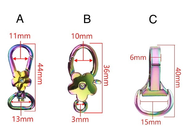 Half inch rainbow swivel hooks, bag hardware, crossbody,, tote bag,  backpack fittings, bag making, handmade bags