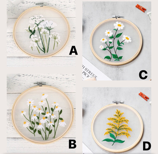 Flowers on clear background embroidery kits G1-2