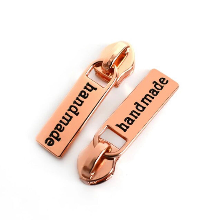 Handmade size 5 zipper pulls for nylon zipper tapes, zipper pulls in antique brass, sliver, gold, rose gold, gunmetal