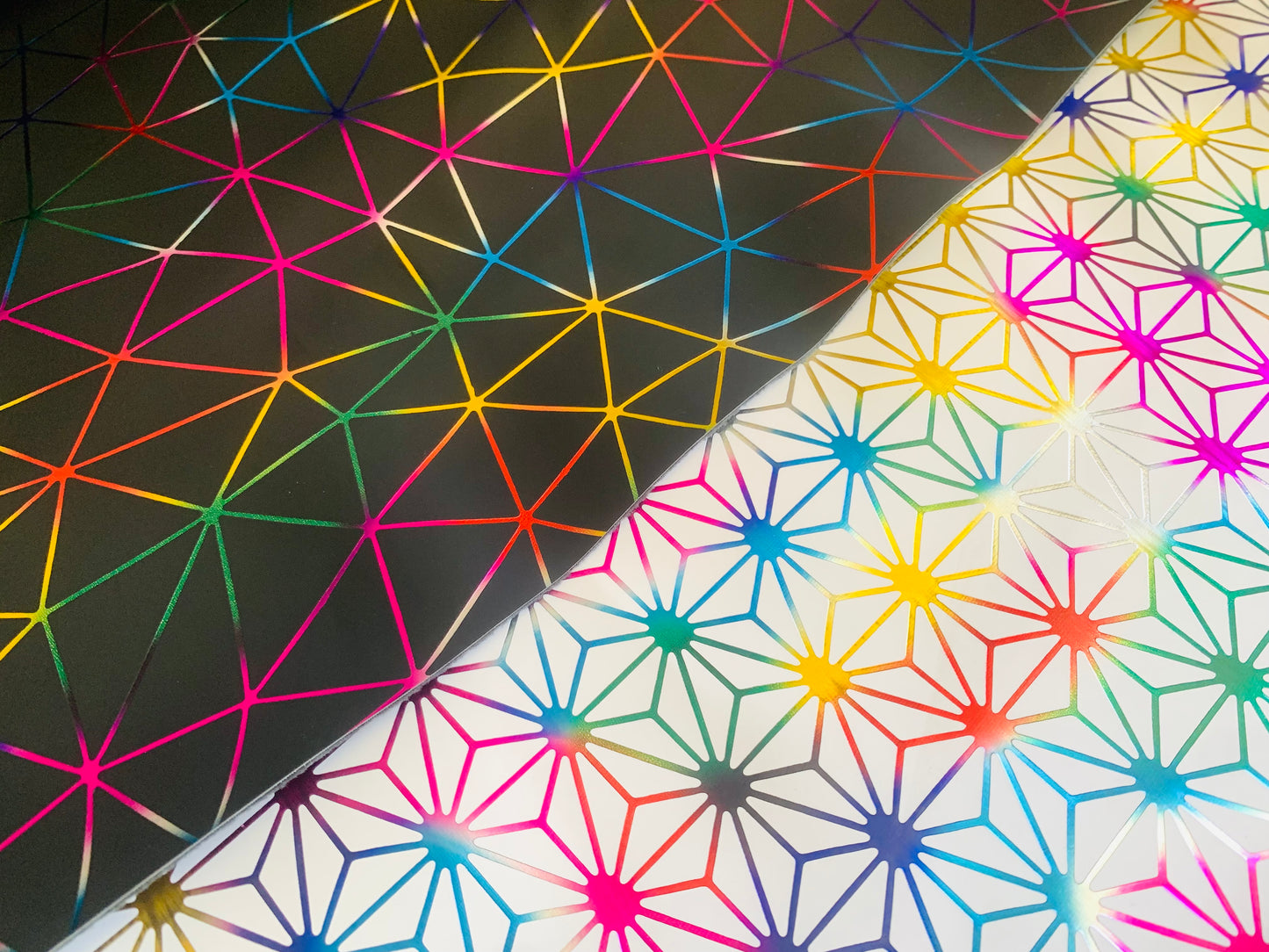 Rainbow geometric vinyl/faux leather