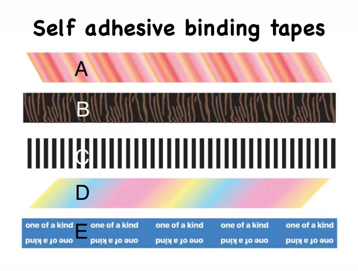 Self adhesive/smackdown binding tapes