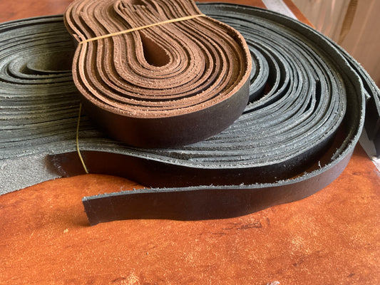 Cosmetic imperfect leather strapping - 25 metres