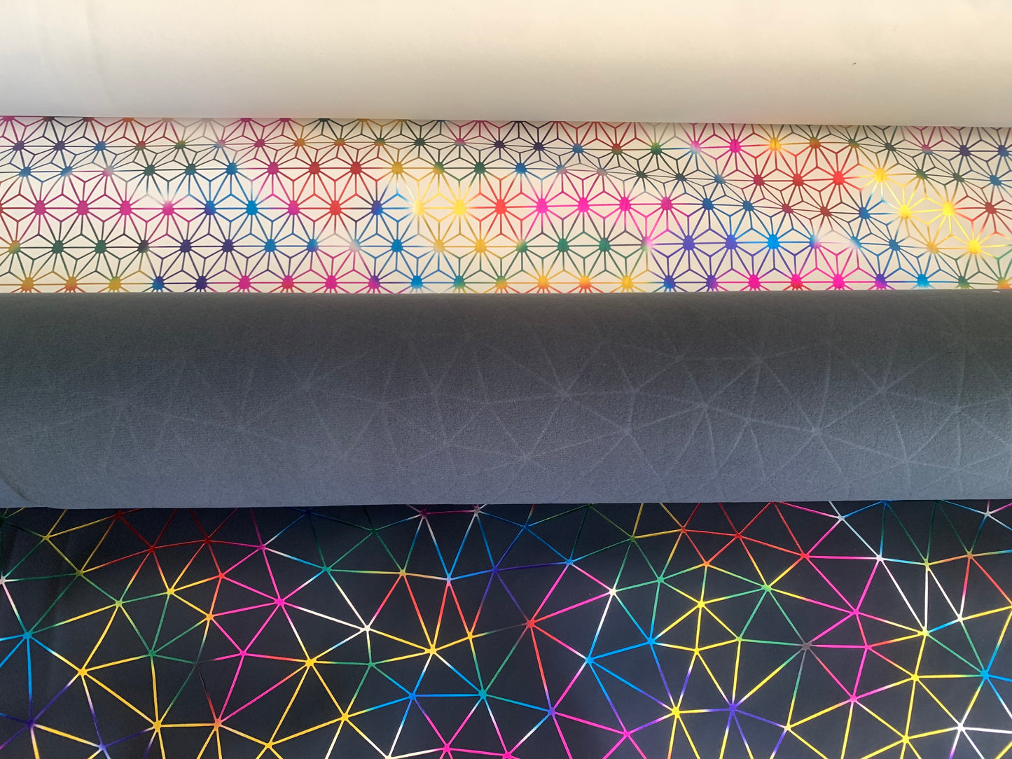 Rainbow geometric vinyl/faux leather