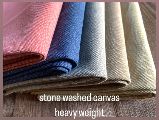 Heavy weight stonewashed canvas, 100% cotton