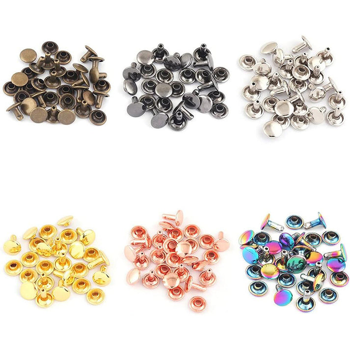 100 sets of double caps rivets, 8mm metal rivets for bags, jackets, le ...