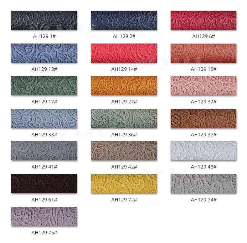 Classy lace embossed faux leather, lace pattern synthetic leather for bag making, home decor