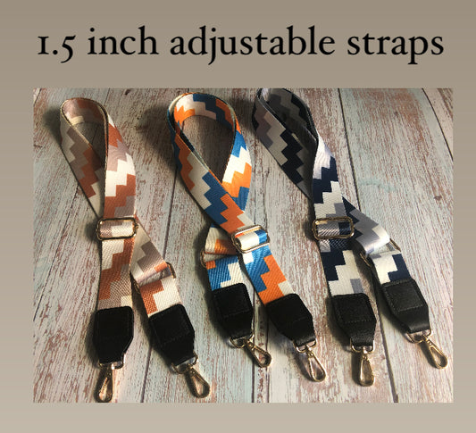 Pre-made adjustable bag handles, 1.5 inch crossbody straps, 38 mm patterned webbing for shoulder bags