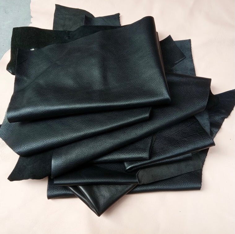 Genuine cowhide, black leather, full grain leather for bags