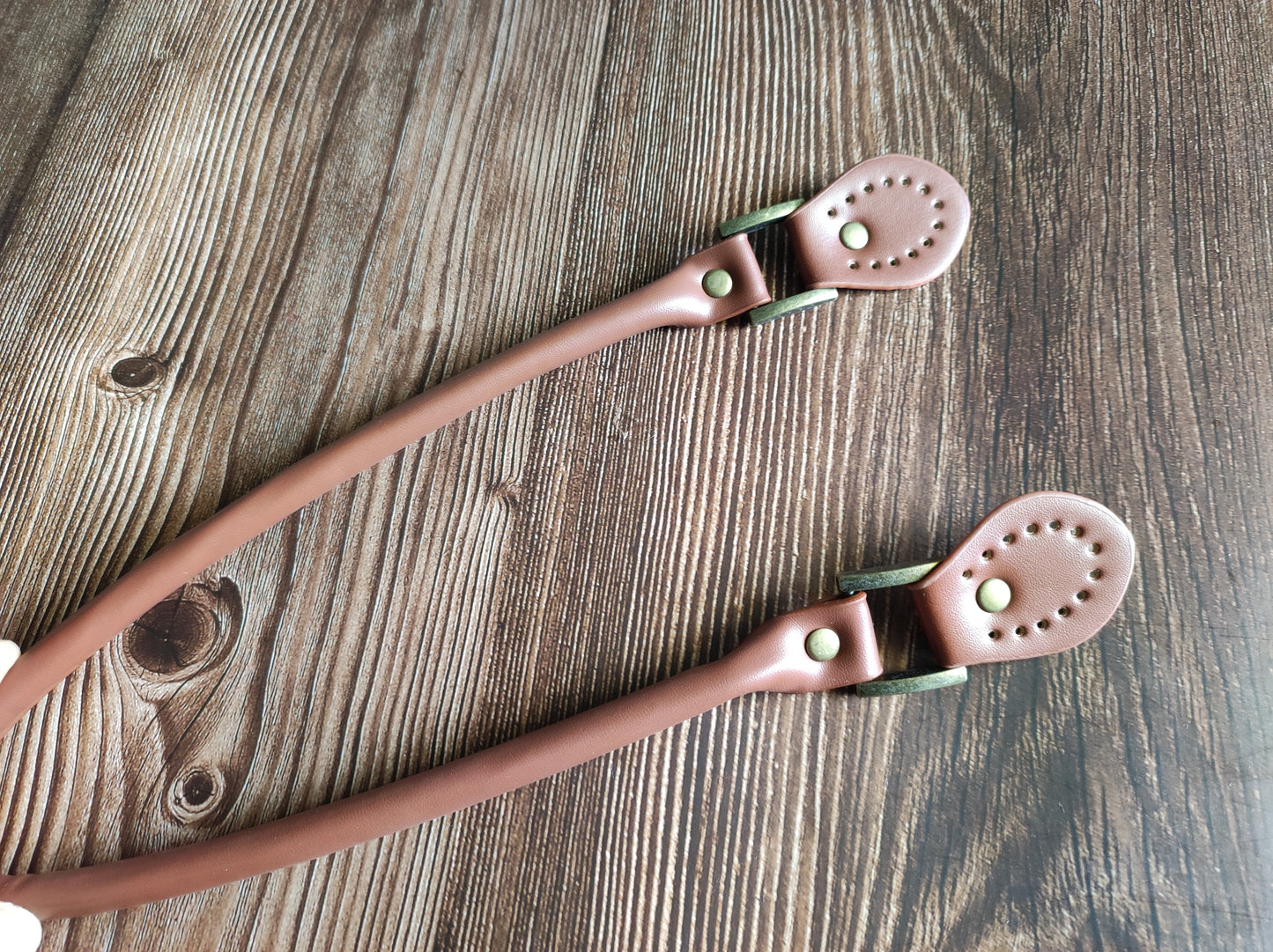 60cm PU leather bag handles with antique brass hardware G5