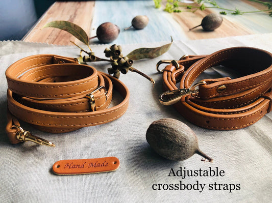 Premium adjustable crossbody leather straps, genuine leather straps, vegan leather straps, straps for bags, leather handles, handmade bags