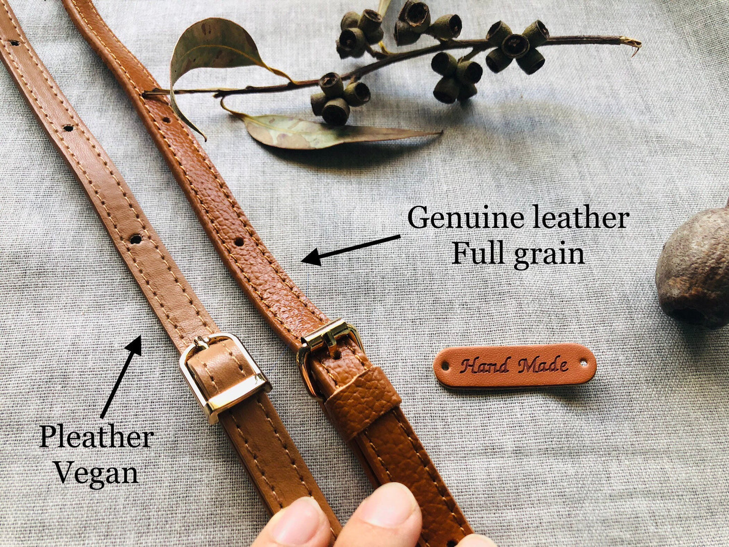 Premium adjustable crossbody leather straps, genuine leather straps, vegan leather straps, straps for bags, leather handles, handmade bags
