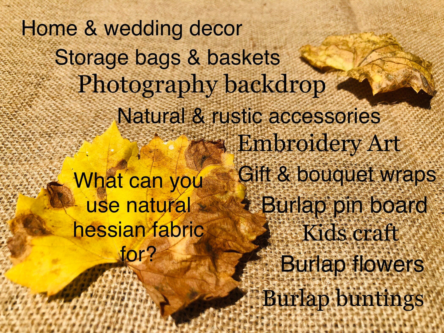 Natural burlap fabric, 100% jute hessian, rustic home decor, burlap home decor, natural rustic wedding decor, burlap bags, bunting, craft