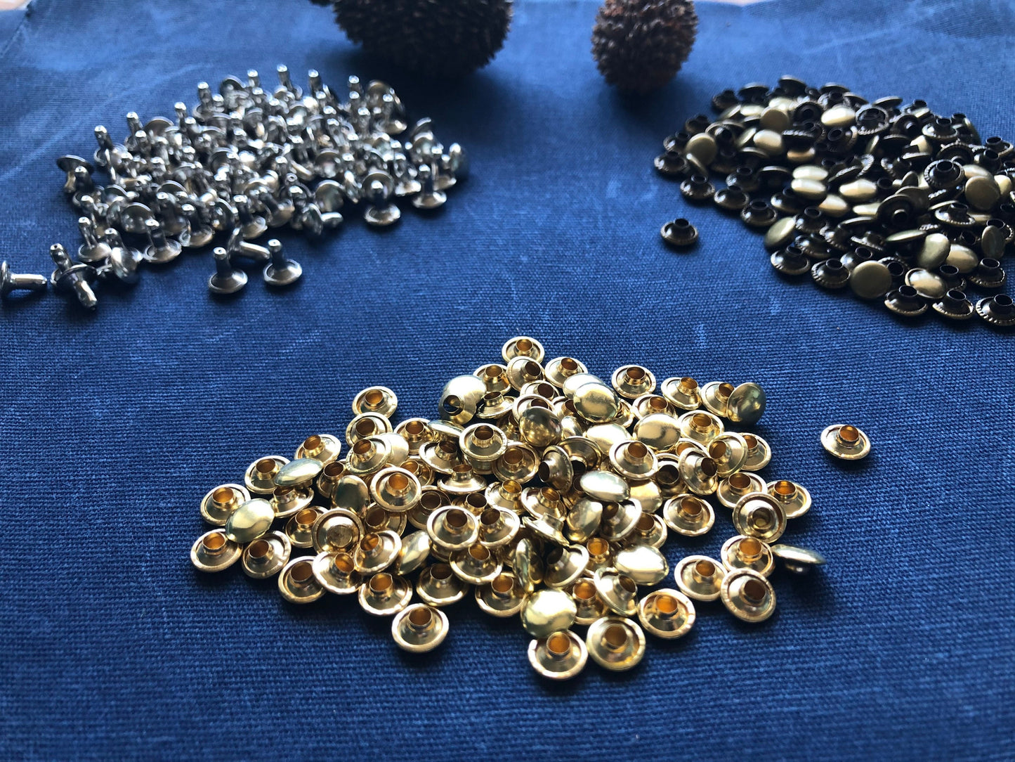 100 sets of double caps rivets, gun metal black, silver, gold rivets for bags, jackets, leather work