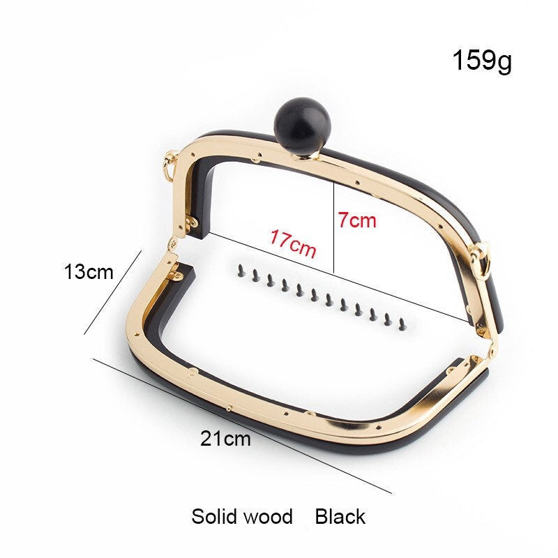 Solid wooden clutch frames, kiss lock frames, timber clutch kits, natural timber purse lock, black timber clutch frames