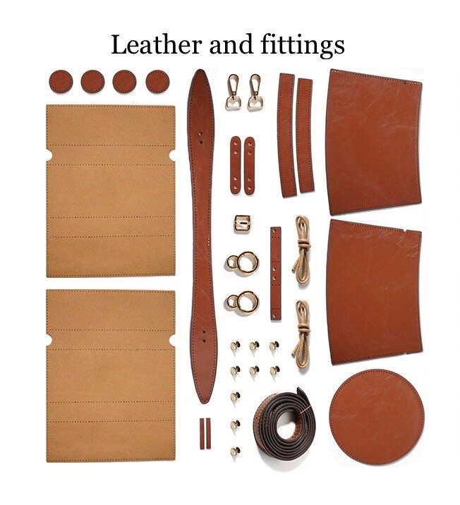 Leather bucket bag, leather bag DIY kit, vintage style crossbody bag, leather purse, handmade present for her, 2016