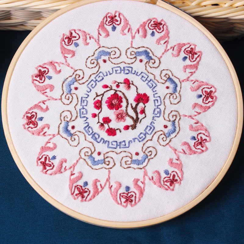 Mandala embroidery kits for beginners, easy to follow pre-printed embroidery pattern DIY wall art, Mandala wall hangings