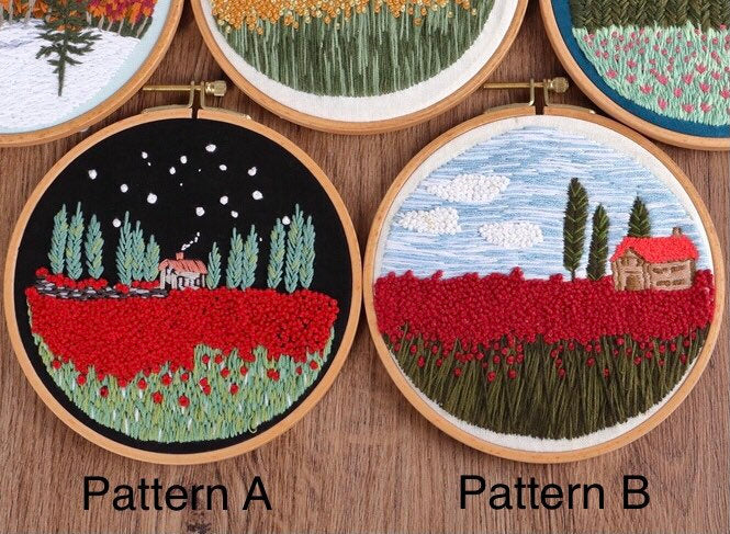 Beautiful embroidery kits for beginners, easy to follow preprinted embroidery pattern, embroidery for kids, learn to embroidery