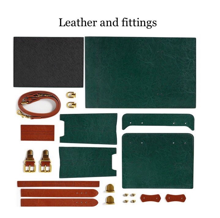 Classic leather messenger bag DIY kit, vintage style crossbody bag, leather purse, small leather bag sewing kit, handmade present for her 2006