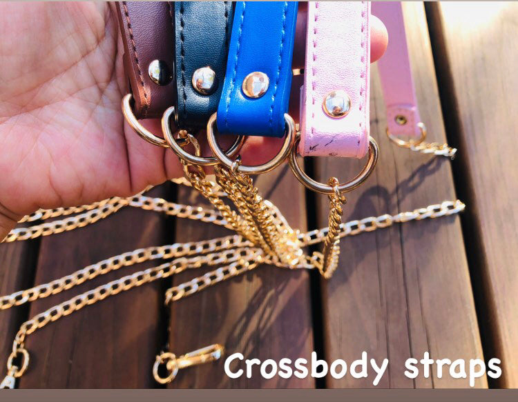 Stylish PU leather and Gold and Silver chain straps, pre-made strap for crossbody bags, detachable replacement handles