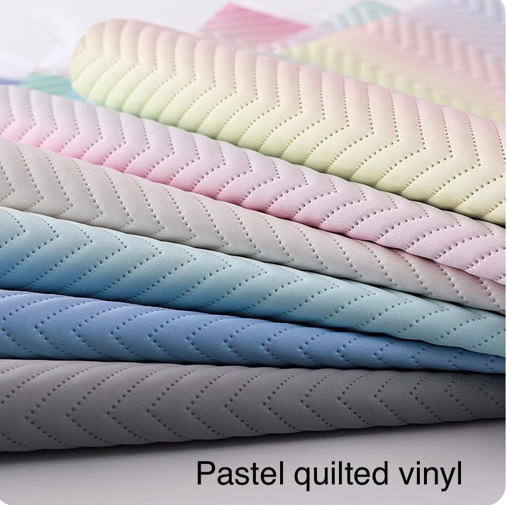 Quilted vinyl in beautiful pastel colors, synthetic leather for bag making, garments, upholstery and home decor