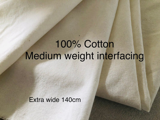 100% Cotton woven interfacing, Fusible medium weight interfacing for bag making, garment making by the meter