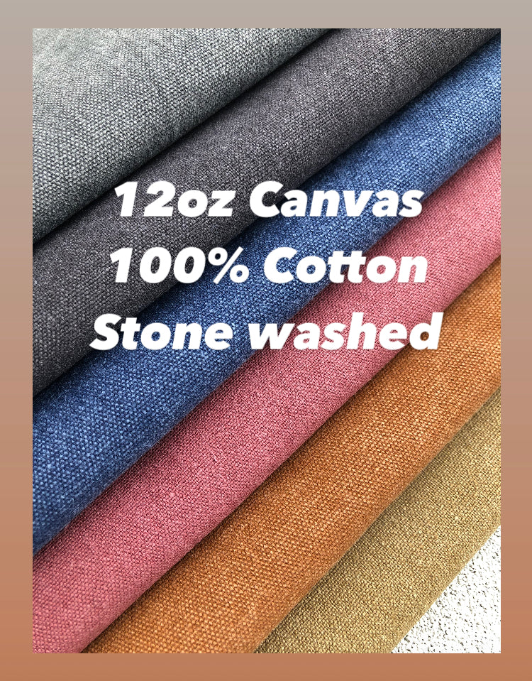 Stoned washed canvas, 100% Cotton canvas, medium to heavy weight canvas,  by the meter