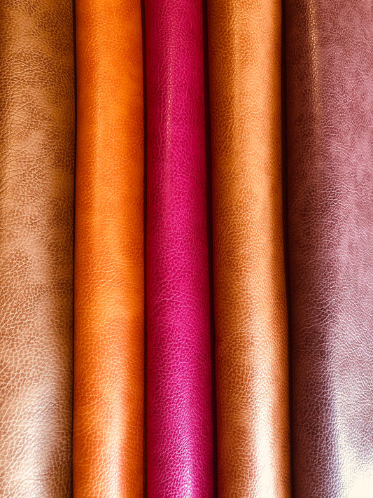 Two tone textured faux leather, Vegan Pleather, textured vinyl, artificial leather for bags, clothes, upholstery by the meter