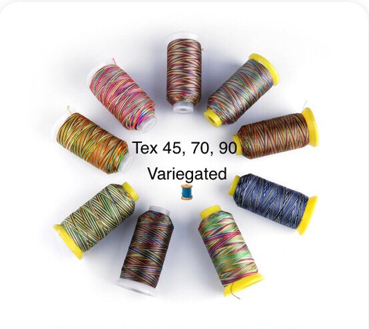 Tex 45, 70, 90 Variegated Polyester sewing Threads for bag making, shoes making, garments, home decor and car interior