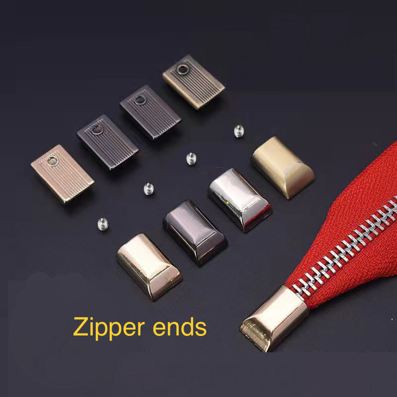 Metal zipper ends for bag making etc.