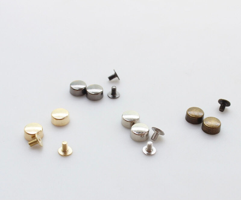 Chicago screws in antique brass,gunmetal black, silver, gold rivets for bags, jackets, leather work