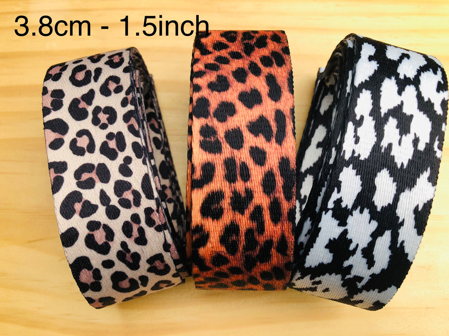 3.8cm - 1.5 inch Leopard pattern webbing for tote bags, adjustable crossbody straps, handmade backpacks, heavy duty handles  by the meter
