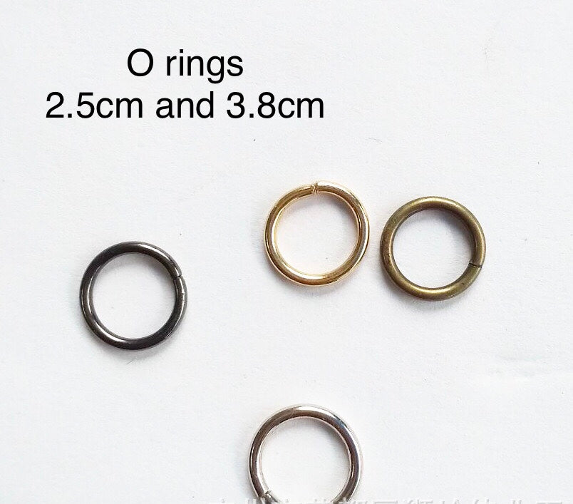 O rings 13mm, 25mm, 38mm, bag hardware, crossbody bag fittings, bag making, metal rings, handmade bags