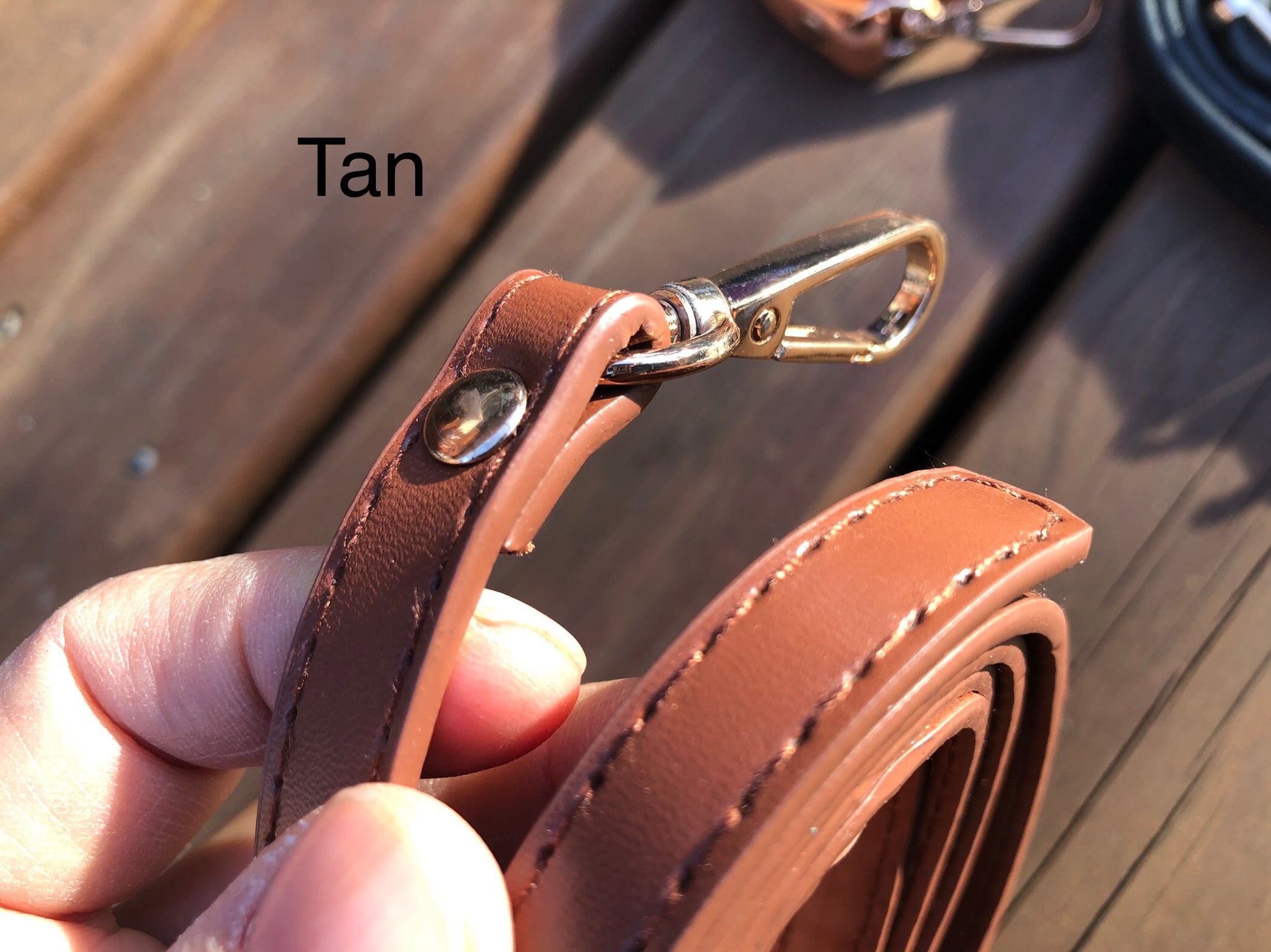 Faux leather store bag straps