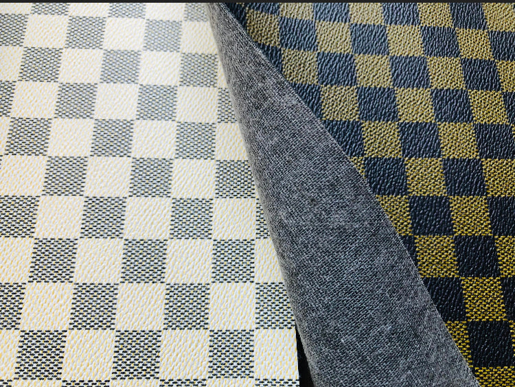 Patterned vinyl, printed vinyl, checkered artificial leather for bags, clothes, upholstery by the meter