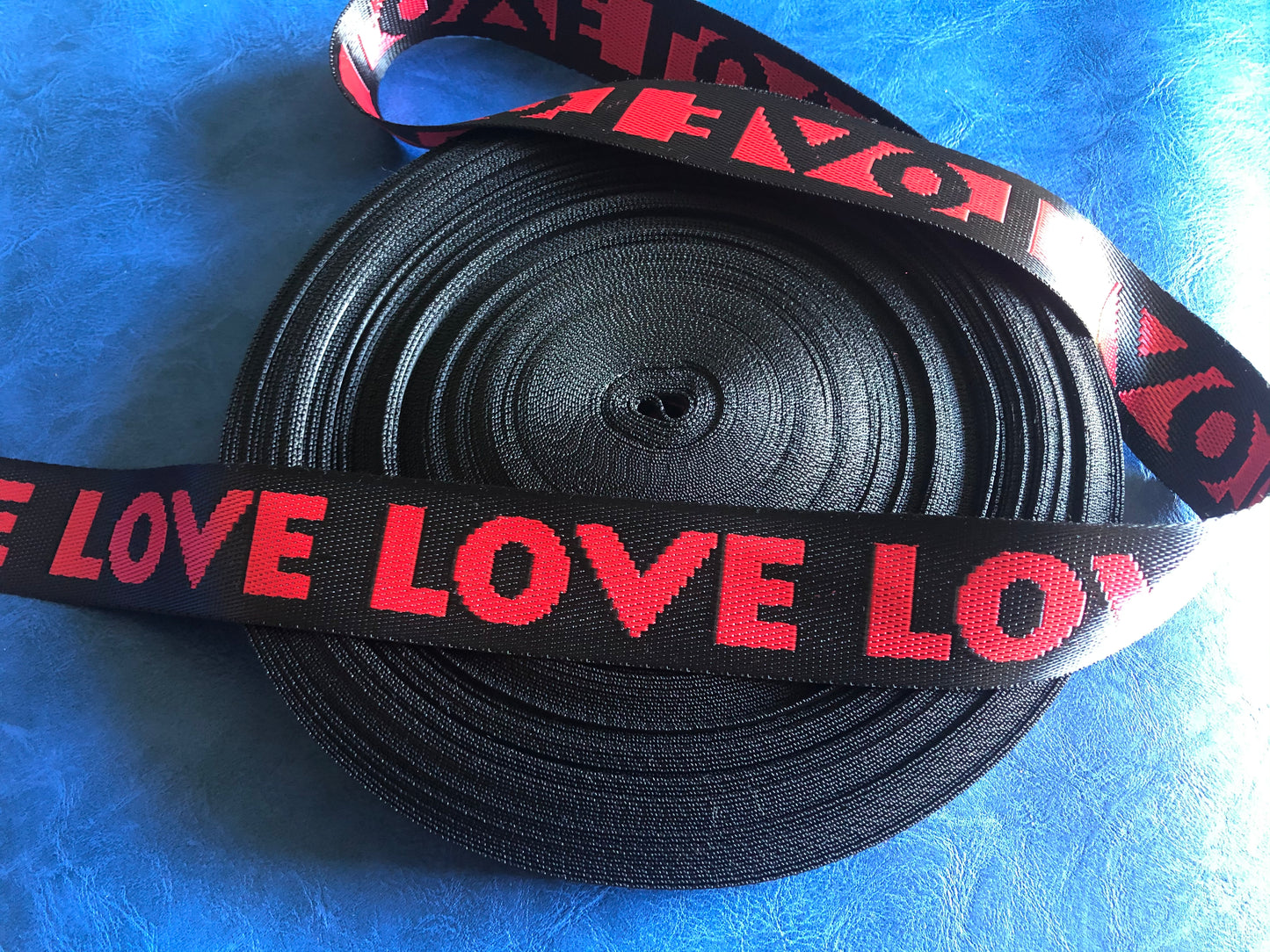 3m of Rainbow webbing, LOVE patterned webbing, 2.5 cm and 3.8cm, 1 inch and 1.5 inch width polyester straps