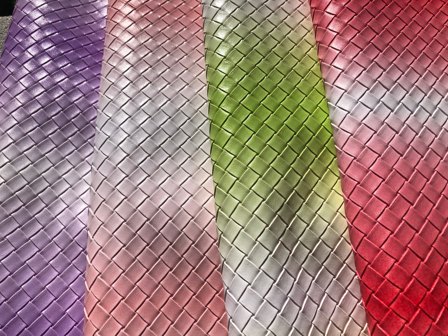 Ombre basket weave Vinyl, textured faux leather, synthetic leather, Vegan Pleather, artificial leather for bags, garments, and upholstery by the meter